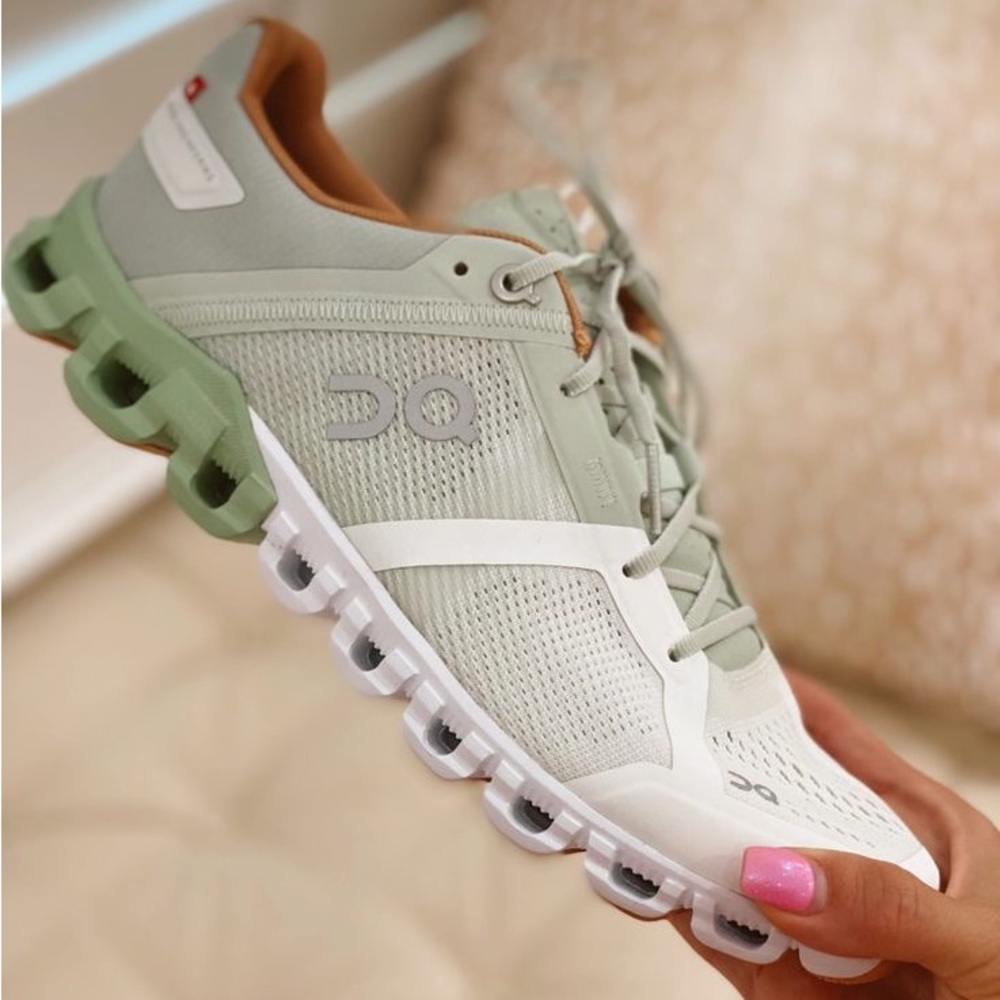On Running Women's Sage Green and White Cloud Athletic Shoes